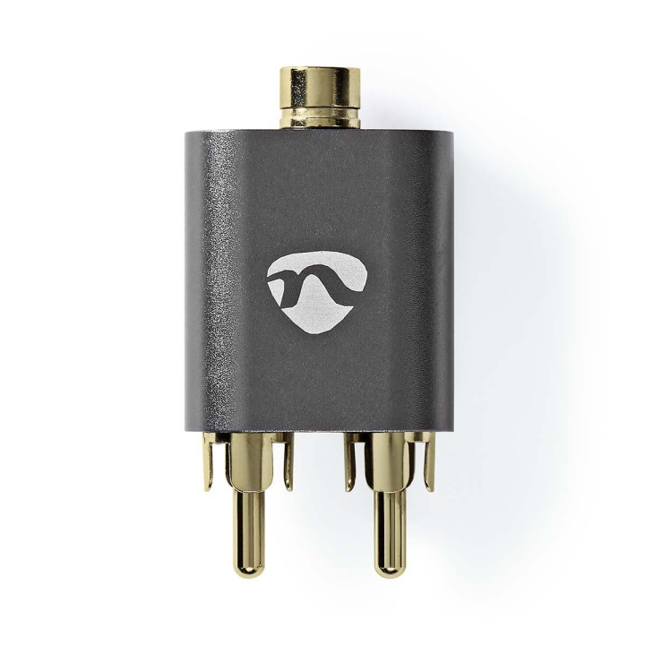 Nedis Stereo Audio Adapter | 2x RCA Hane | 3.5 mm Hona | Guldplaterad | Rak | Aluminium | Grått Med Metall
