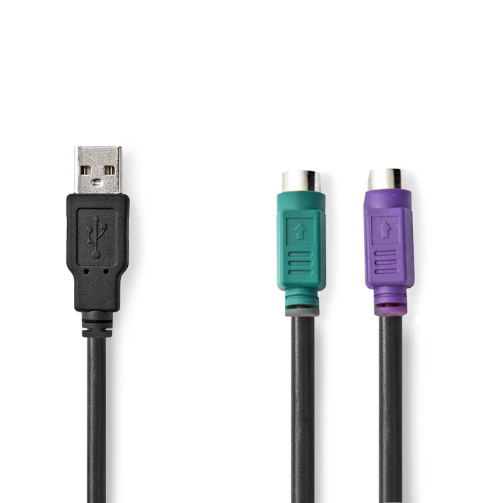 Nedis 2 i 1kabel | USB 2.0 | USB-A Hane | 2x PS/2 Hona | 480 Mbps | 0.30 m | Nickelplaterad | Rund | PVC