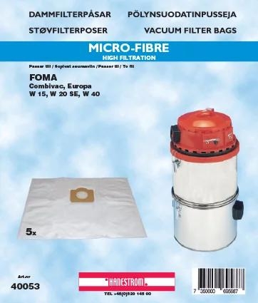 foma Dammsugarpåsar Hanestrom Foma W15. W20. W27 5P