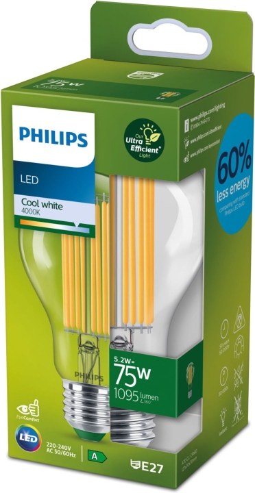 Ultra Efficient LED-lampa, E27, 4000 K, 1095 lm, klar