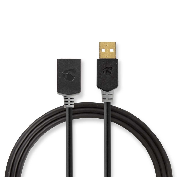 Nedis USB-kabel | USB 2.0 | USB-A Hane | USB-A Hona | 480 Mbps | Guldplaterad | 3.00 m | Rund | PVC