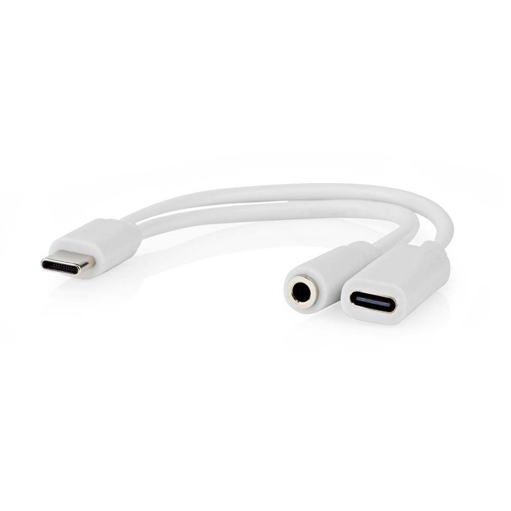 Nedis USB-C™ Adapter | USB 2.0 | USB-C™ Hane | USB-C™ Hona / 3.5 mm Hona | 0.10 m | Rund | Nickelplaterad | PVC