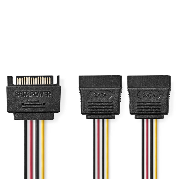 Nedis Intern Strömkabel | SATA 15-Pin Hane | 2x SATA 15-Pin Hona | Guldplaterad | 0.15 m | Rund | PVC