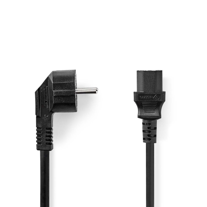 Nedis Strömkabel | Strömkontakt Hane | IEC-320-C13 | Vinklat | Rak | Nickelplaterad | 2.00 m | Rund | PVC