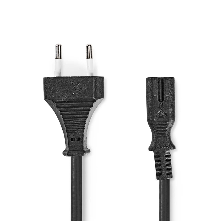 Nedis Strömkabel | Euro Man | IEC-320-C7 | Rak | Rak | Nickelplaterad | 2.00 m | Lindad | PVC