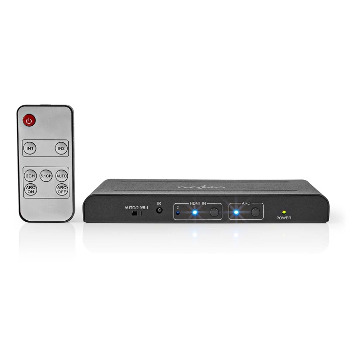 Nedis HDMI ™ Extractor | 2x HDMI™ Input | TosLink Female / 1x 3.5 mm / 1x HDMI™ Output / 2x RCA | Maximal upplösning: 4K@60Hz | 18 Gbps | Metall