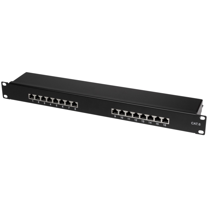 LogiLink Patchpanel 16-portar Cat6 för 19" rack U1