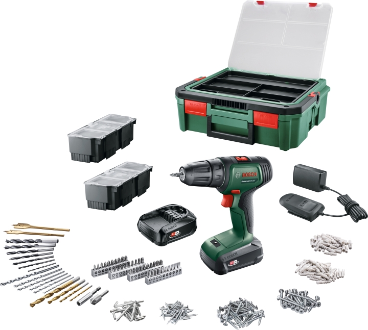 UniversalDrill 18V + SystemBox 241 sladdlös borrmaskin + tillbehörssats