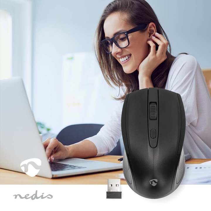 Nedis Mus | Trådlös | 800 / 1200 / 1600 dpi | Justerbar DPI