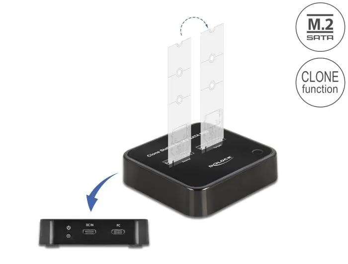 DeLOCK M.2 Docking Station for 2 x M.2 SATA SSD with Clone function