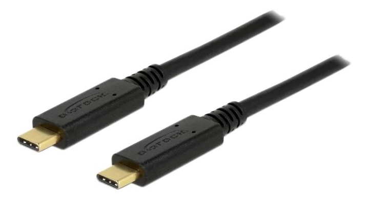 Musta Delock Usb 3.1 Gen 1 Usb-C To Usb-C Cable, 3A, E-Marker, 2M, Black