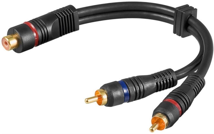 Goobay 2 x RCA hane - RCA hona -y-kabel, 20 cm