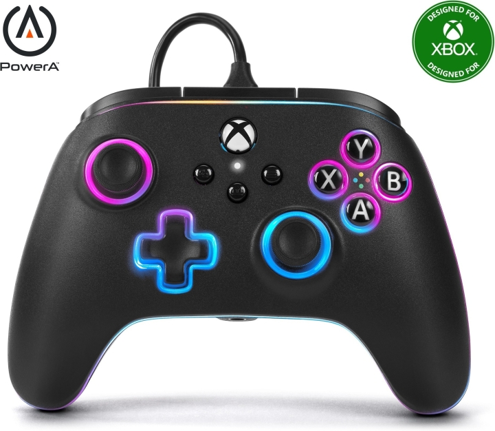 PowerA Lumectra Advantage trådbunden handkontroll, svart, Xbox / PC