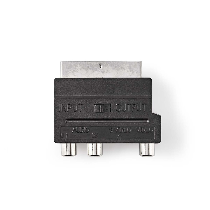 Nedis SCART-adapter | SCART Hane | S-Video Female / 3x RCA Hona | Nickelplaterad | Omkopplingsbar | ABS