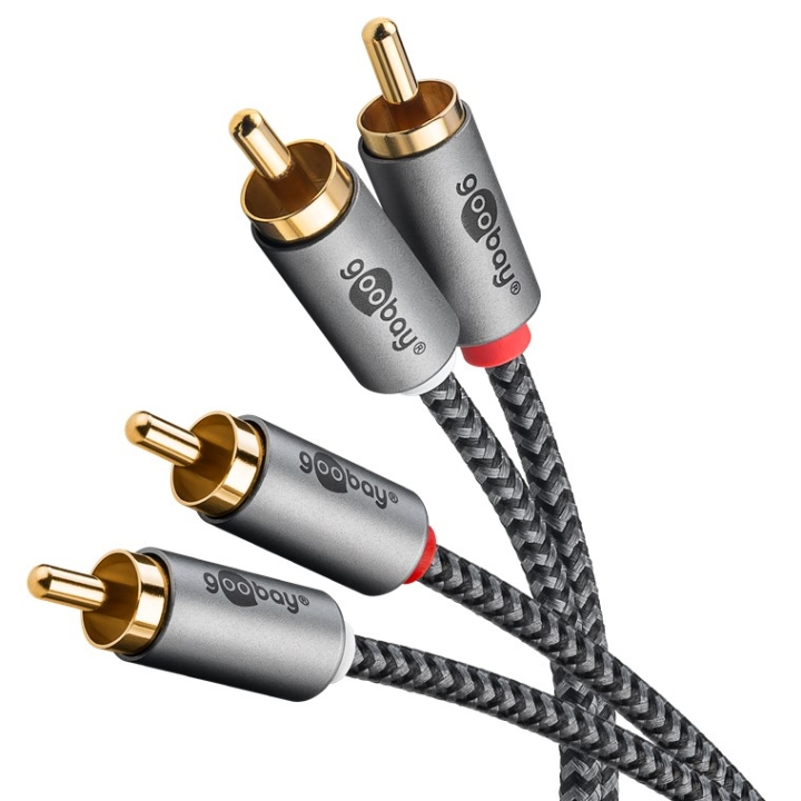 Goobay Stereo RCA-kabel, 1 m 2x RCA-kontakt (ljud vänster / höger) > 2x RCA-kontakt (ljud vänster / höger)