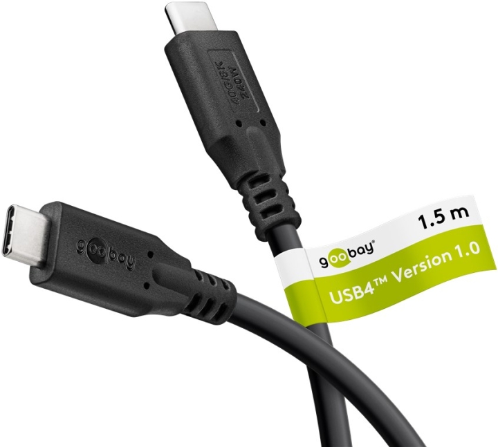 Goobay USB-C™-kabel, USB4™, 240 W, 40 Gbit/s, Power Delivery, 1,5 m USB-C™-kontakt > USB-C™-kontakt