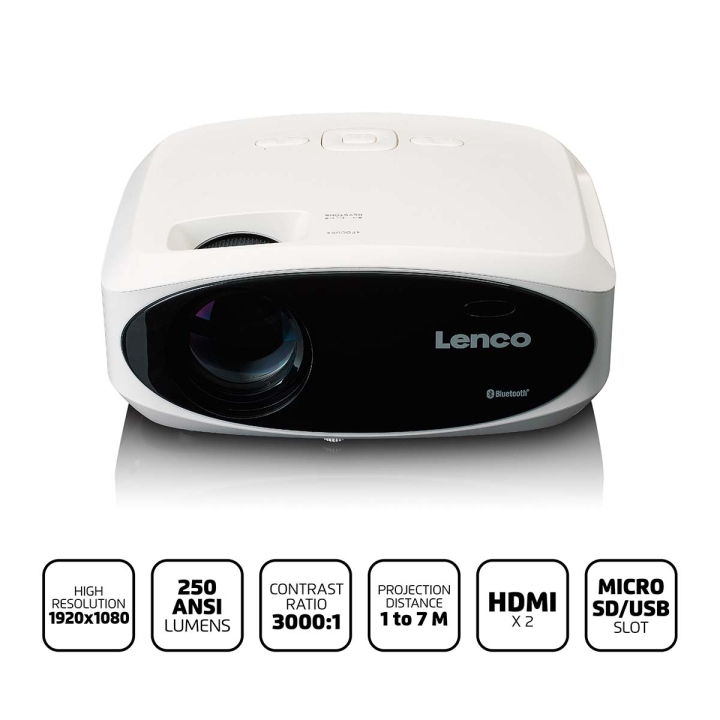 Lenco Full HD 1080P LCD-projektor med Bluetooth®