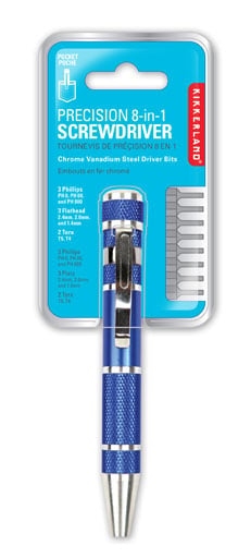 Kikkerland - PRECISION 8-IN-1 SCREWDRIVER ASSORTED (CD34-A) Assorted