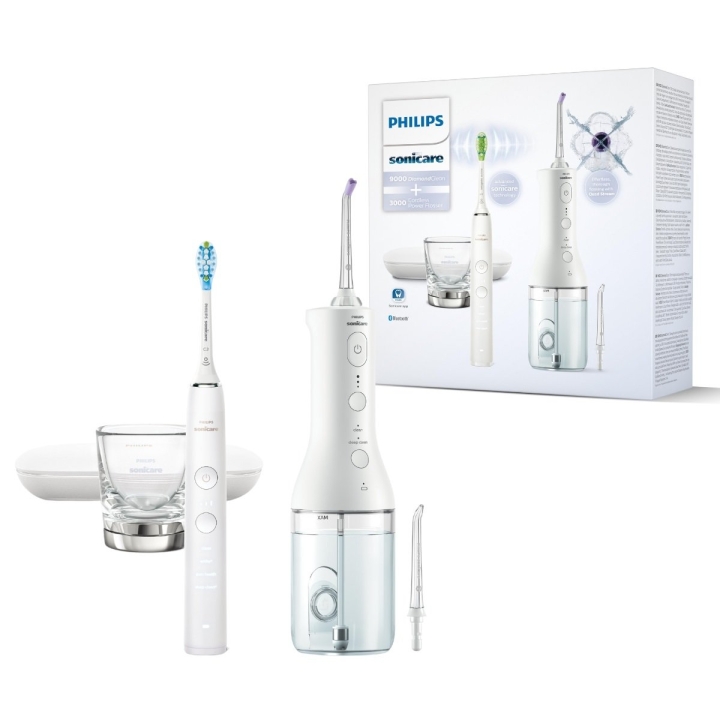 Vit sladdlös Power Flosser DiamondClean 9000 (HX3886/41)
