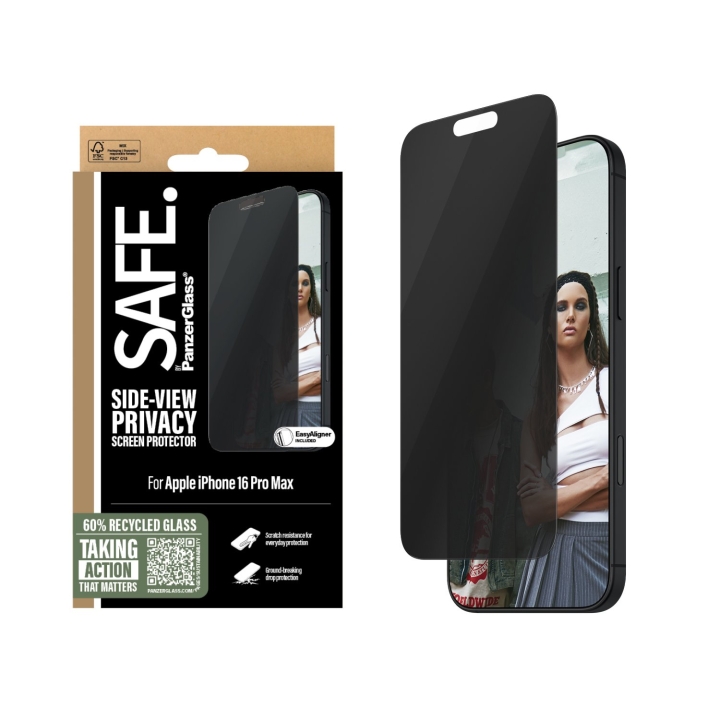 PanzerGlass SAFE - privacy skärmskydd - iPhone 16 Pro Max - Ultra Wide Fit