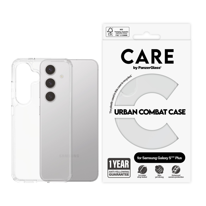 PanzerGlass CARE by PanzerGlass - Flagship Fodral Transparent Urban Combat m. Klar Ram Samsung Galaxy S25 Plu