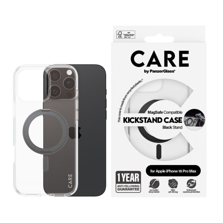 CARE by PanzerGlass - Fodral - Transparent med svart MagSafe - iPhone 16 Pro Max