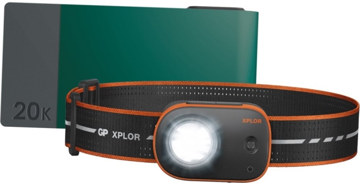 GP Powerbank 20000 mAh och pannlampa PHR16 i paket