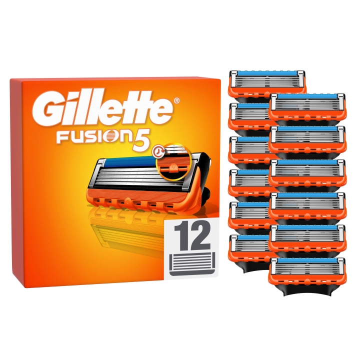 Gillette - Fusion5 rakblad för män - Orange/Svart - 12 st