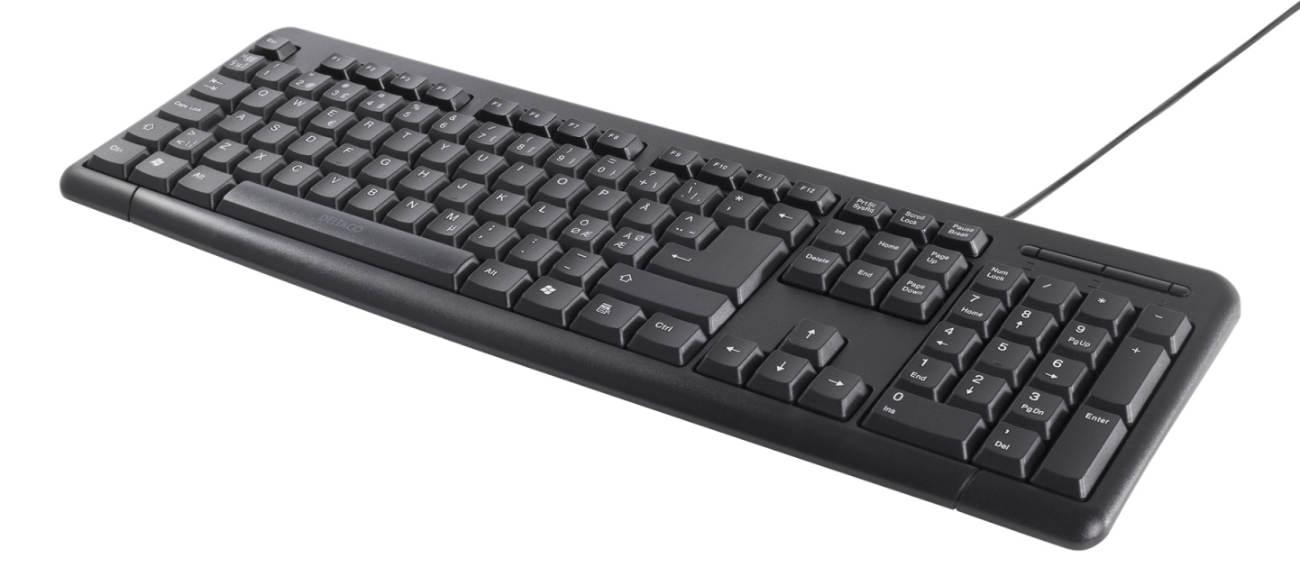 DELTACO tangentbord, nordisk layout, USB, svart (TB-53)