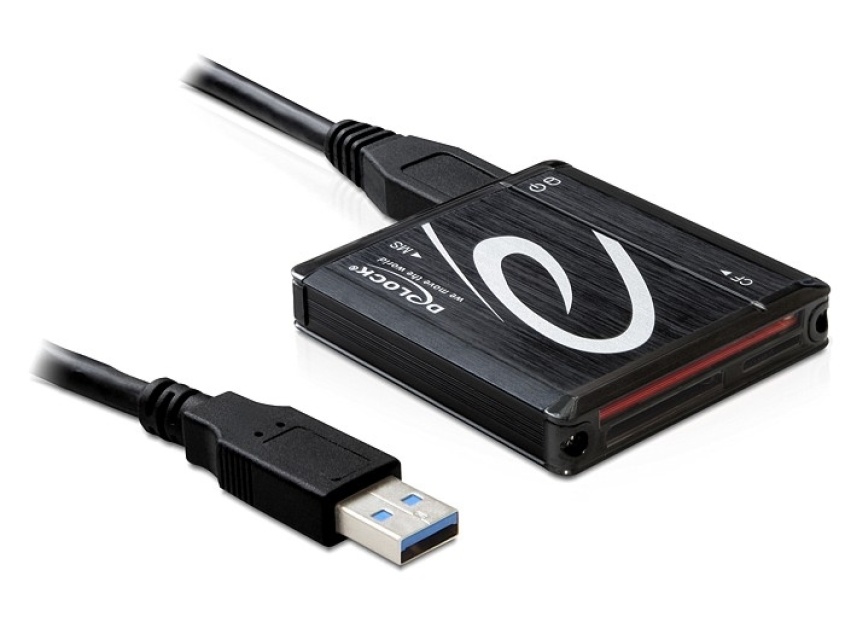 DeLOCK minneskortläsare, USB 3.0, microSD/SDHC/SDXC, CF, MS. MMC (91704)