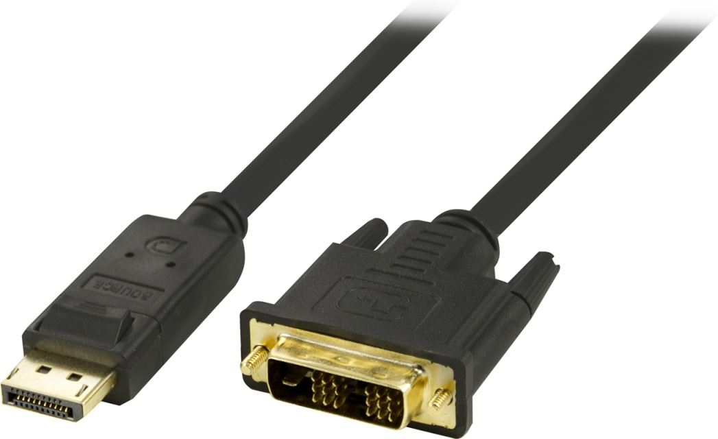 DELTACO DisplayPort till DVI monitorkabel, 20-pin ha - ha 1 m (DP-2010)