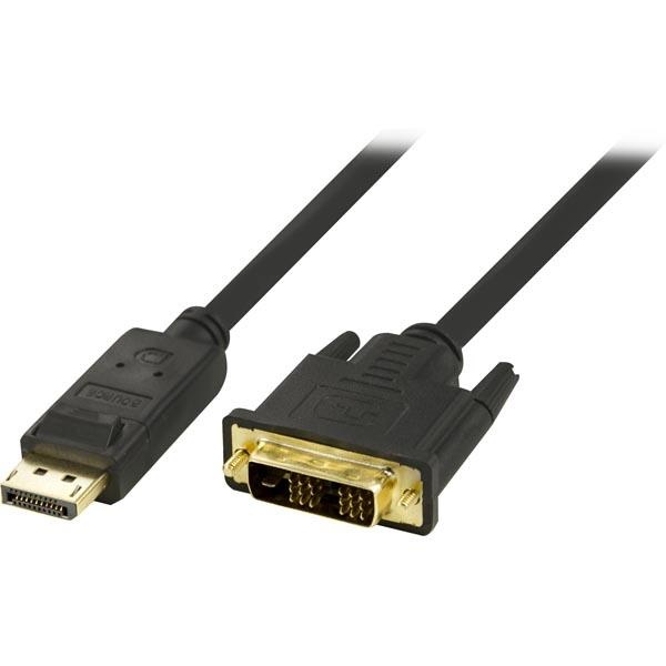 DELTACO DisplayPort till DVI monitorkabel, 20-pin ha - ha 3 m (DP-2030)