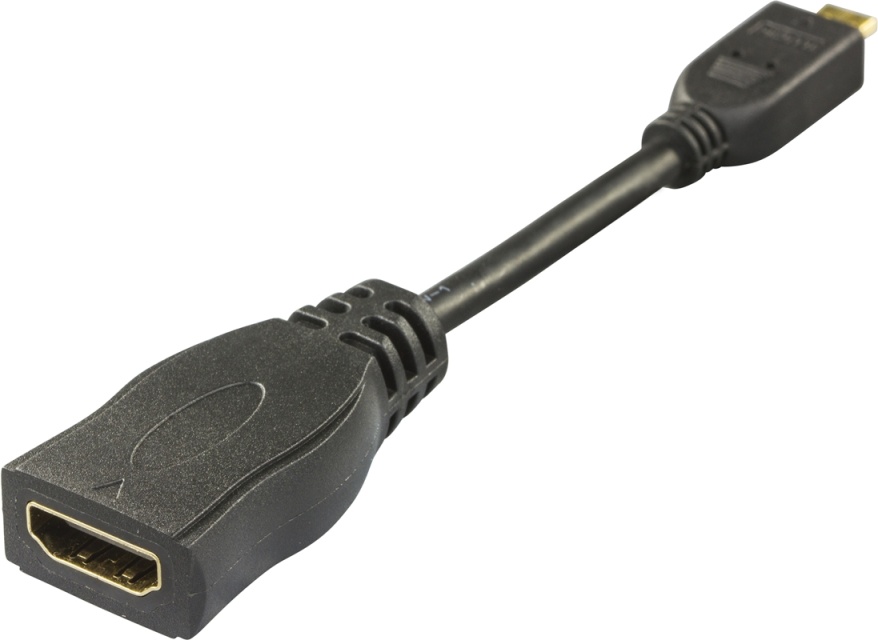 DELTACO HDMI High Speed adapter, Micro HDMI ha - HDMI ho, 0,1m, svart (HDMI-24B)