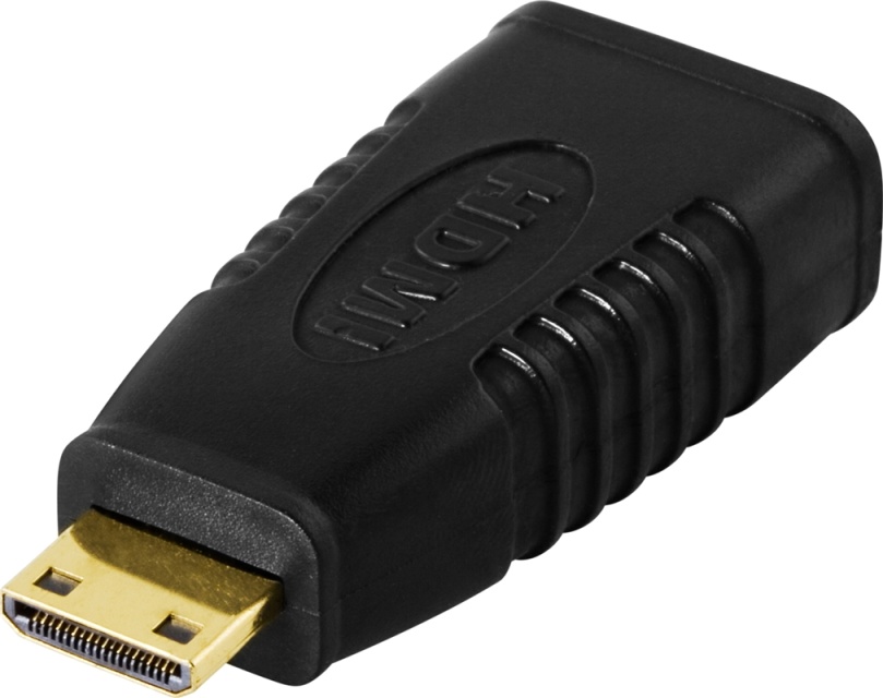 DELTACO HDMI-adapter, mini HDMI ha till HDMI ho, 19-pin, guldpläterad (HDMI-18)
