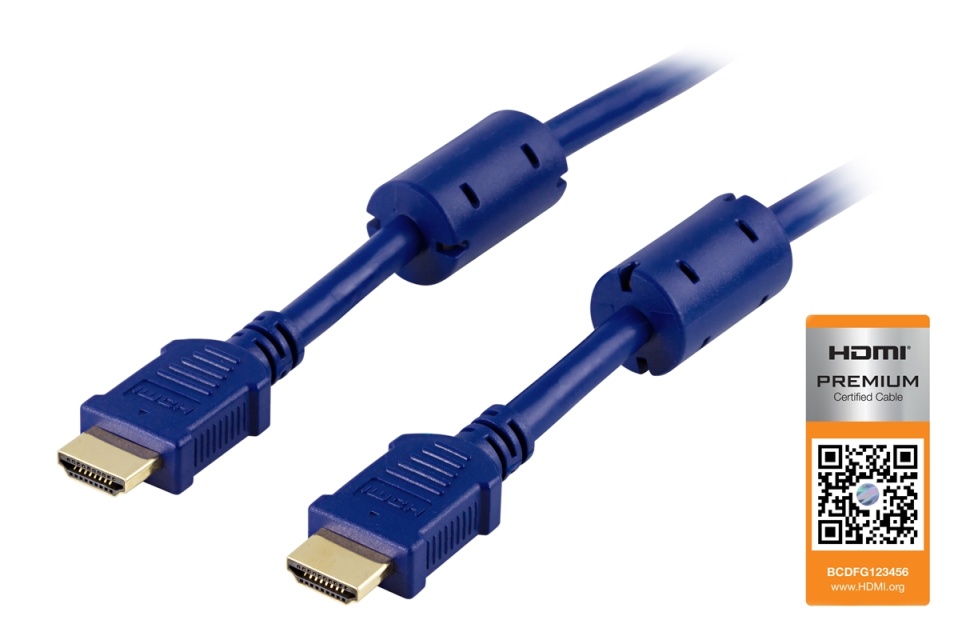 DELTACO HDMI-kabel, v1.4+Ethernet, 19-pin ha-ha, 1080p, blå, 2m (HDMI-1020B)