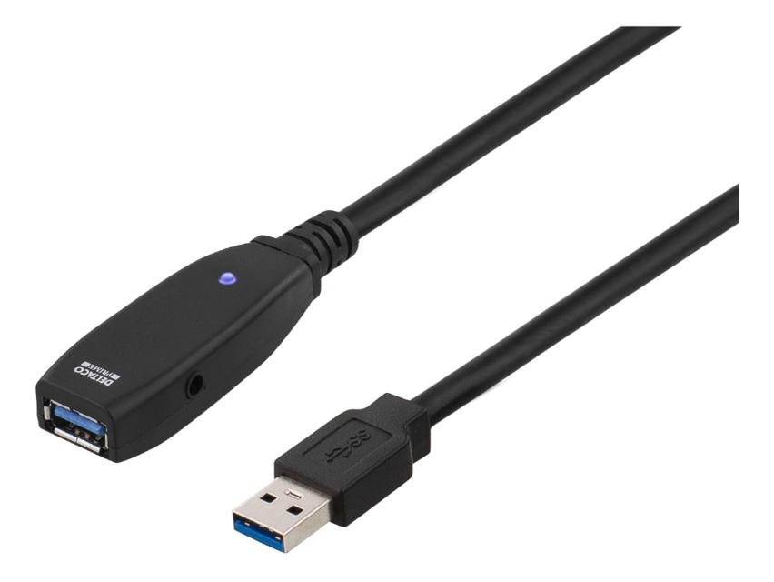 DELTACO PRIME aktiv USB 3.0-förlängningskabel, Typ A ha - ho, 2m, blå