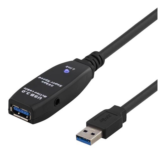 DELTACO PRIME aktiv USB 3.0-förlängningskabel, Typ A ha - ho, 7m, blå