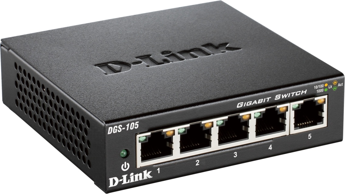 D-Link 5-port 10/100/1000 Gigabit Switch (DGS-105) Preowned - Grade A