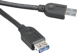 Akasa USB 3.0 kabel, Typ A hane - Typ A hona, 1,5m, svart (AK-CBUB02-15BK)
