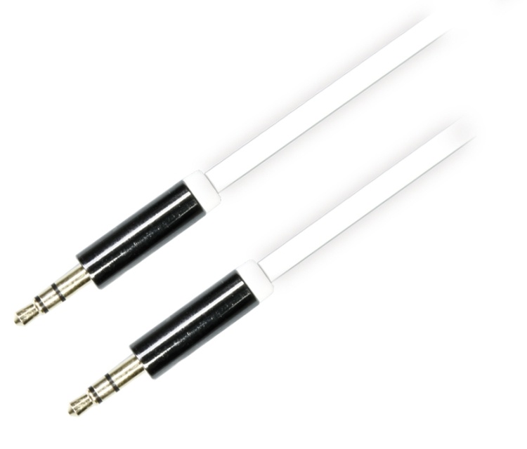 DELTACO ljudkabel, 3,5mm hane till 3,5mm hane, 0,5m, vit (AUD-102)