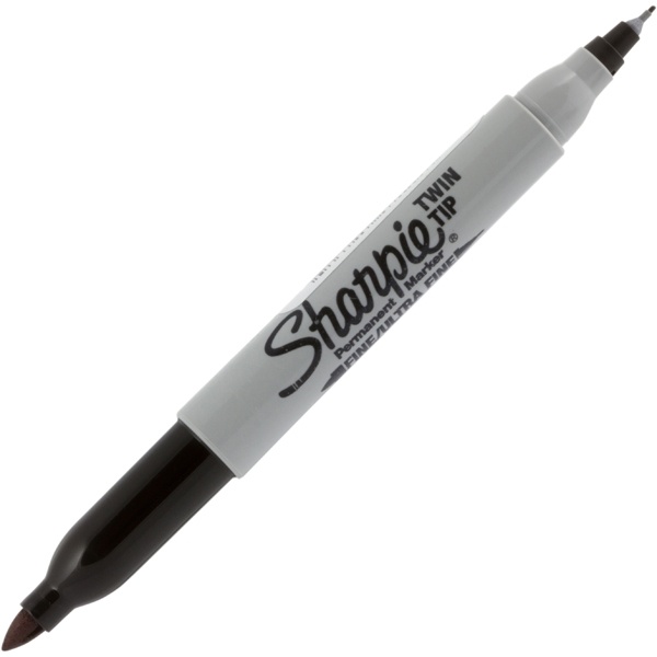 12-Pack Sharpie Twin Tip - Permanent märkpenna, rund filtspets/precision tuschpenna, svart 
