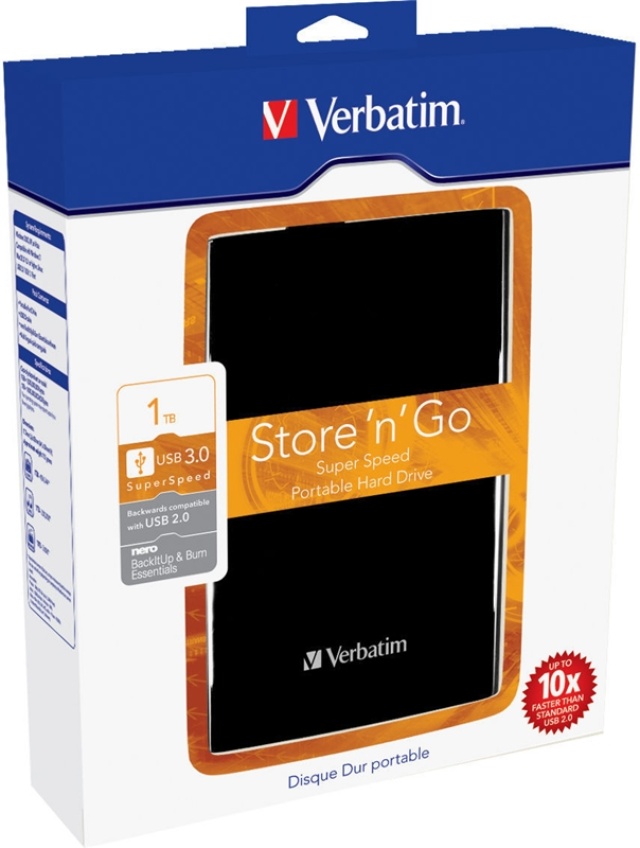 Verbatim extern hårddisk, 1TB, 2,5, USB 3.0, svart (53023)