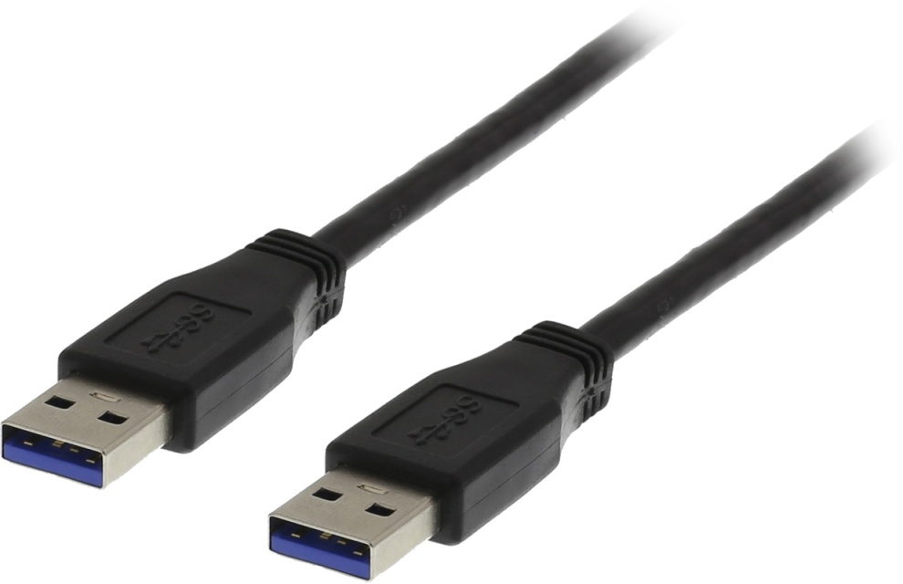 DELTACO USB 3.0 kabel, Typ A hane - Typ A hane, 1m, svart (USB3-210S)