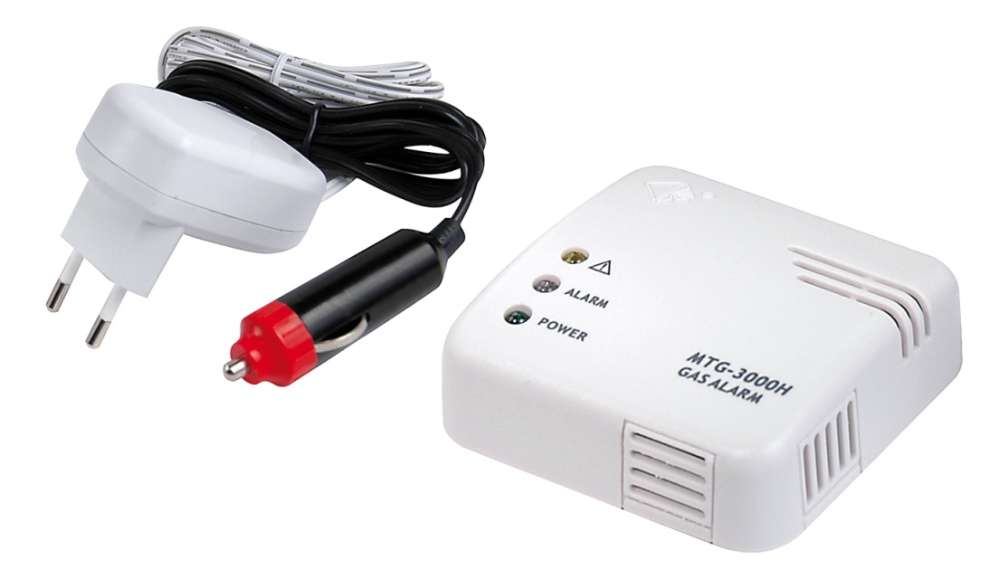 Nexa gasvarnare, het tråd, 12V, 85dB larm, cigg/230V, vit (13565)