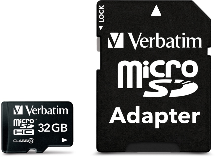 Verbatim microSDHC, 32GB, Class 10, inkl adapter (44083)