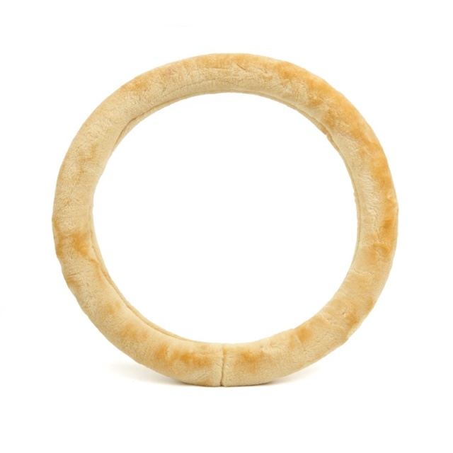 Rattmuff - Mjukt, varmt rattöverdrag i fuskpäls, passar de flesta bilar, Beige
