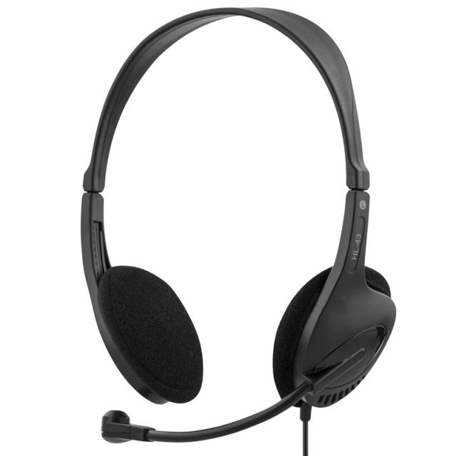 DELTACO headset, sluten, 32 Ohm, 2,3m kabel, svart (HL-43)