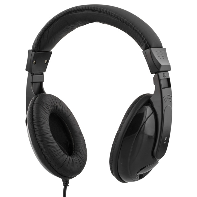DELTACO hörlurar med volymkontroll 2,5m kabel, svart (HL-51)