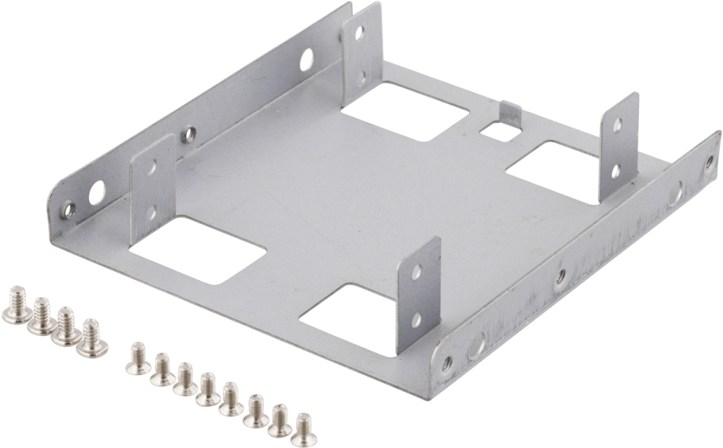 DELTACO monteringsram, 2x2,5" HDD till 3,5", silver (RAM-8A)