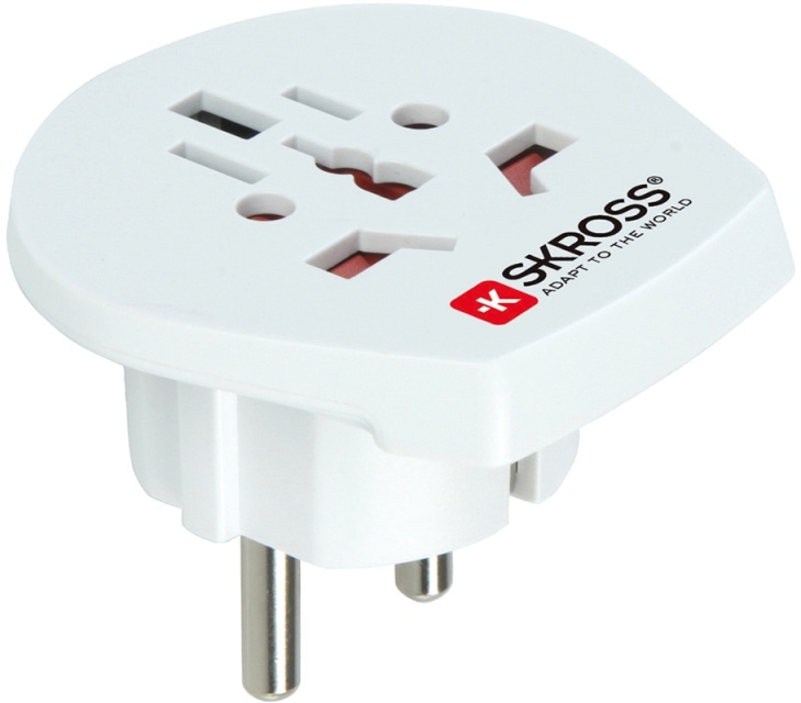 SKROSS World to Europe, reseadapter, 100-250V max 16A, vit